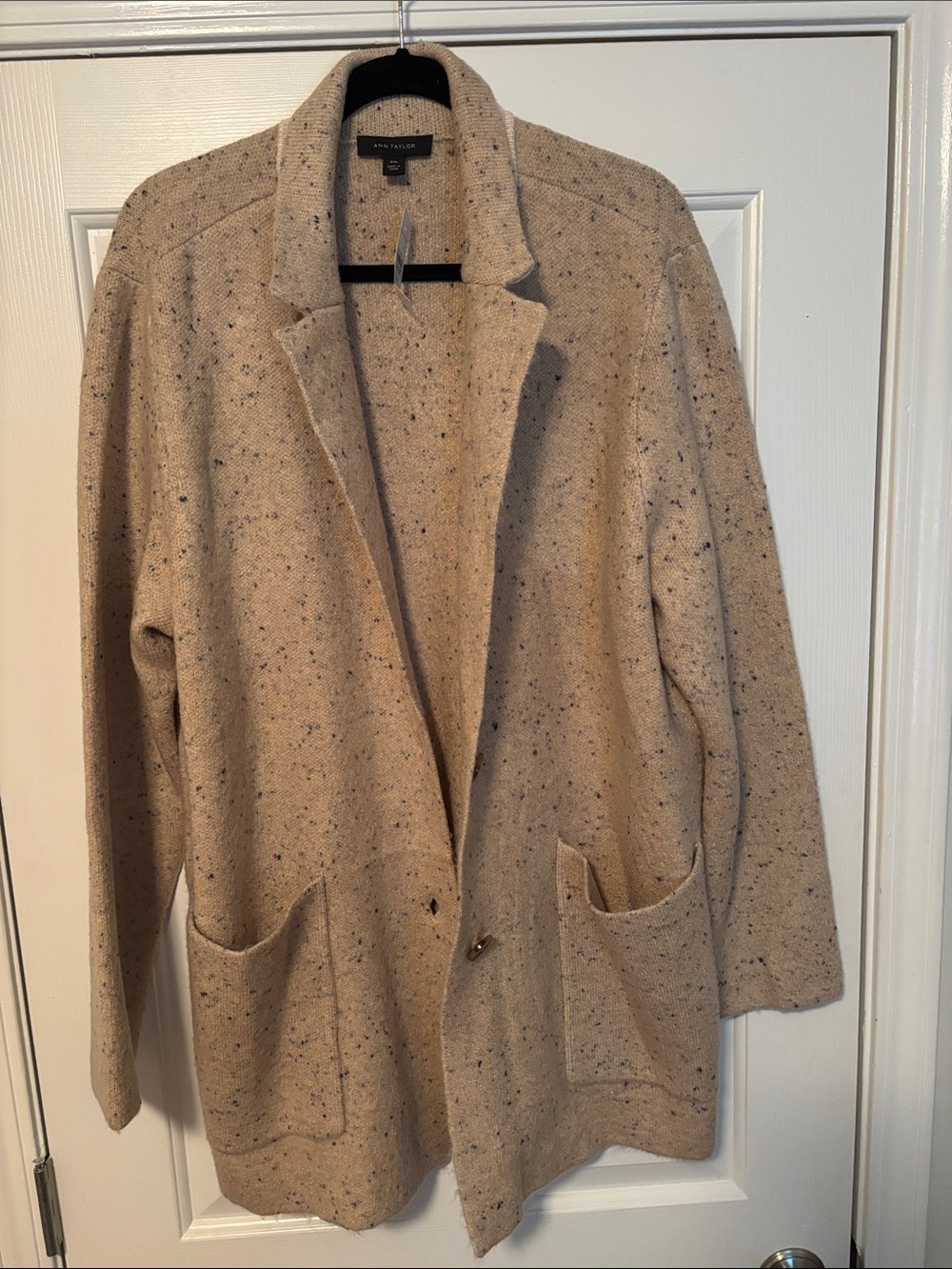 Ann Taylor Beige Speckled Open Cardigan Sweater